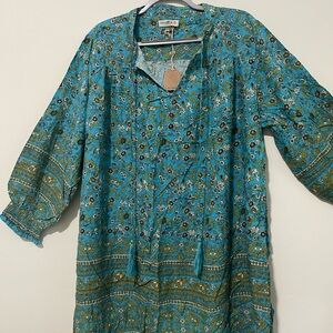 Natural Life Blue and Green Floral Dress